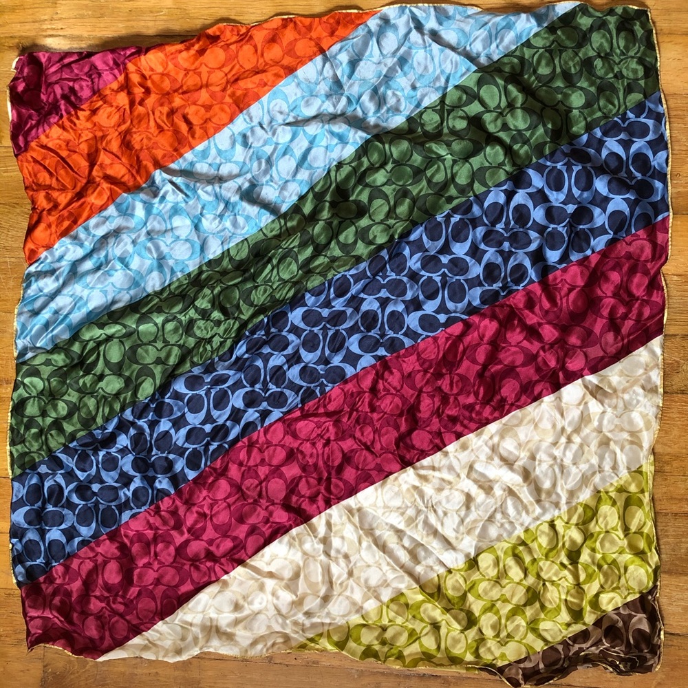 Coach legacy stripe silk scarf